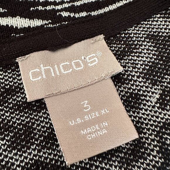 Chico's Sweater Cardigan 3 XL 16/18 Animal Print Zebra Cheetah Black White - Picture 4 of 9